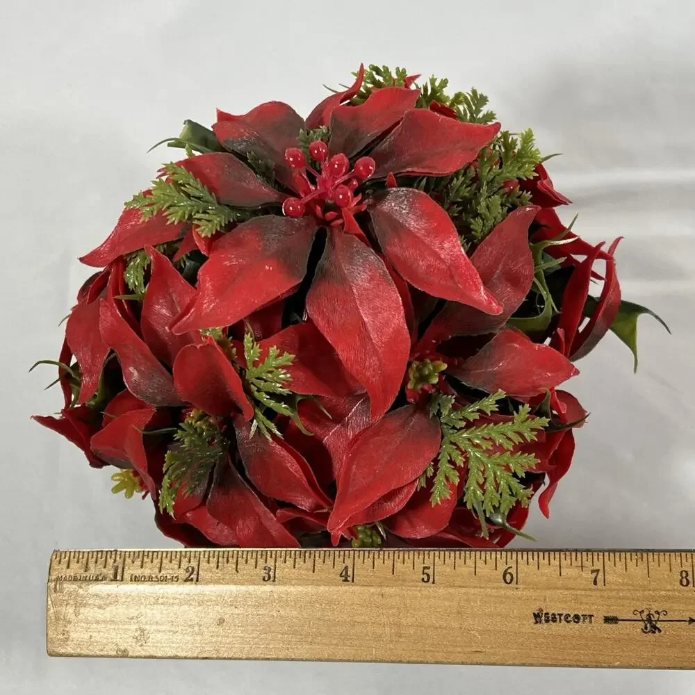 Vintage MCM Christmas Centerpiece Poinsettia Mid Century Kitsch Plastic Floral